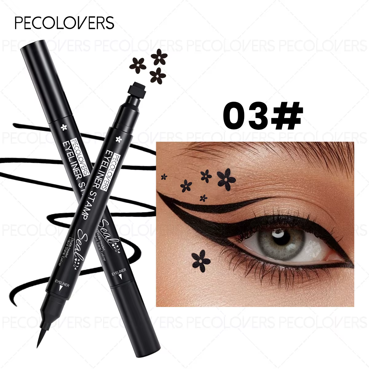 1 eyeliner liquide pour la Saint-Valentin (avec tampon) - Formule imperméable, anti-taches et à séch