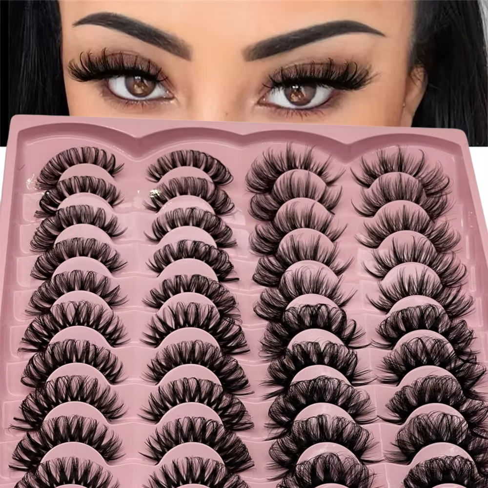 20 paires de faux cils 3D à volume dramatique pour extensions et maquillage de cils d'apparence natu