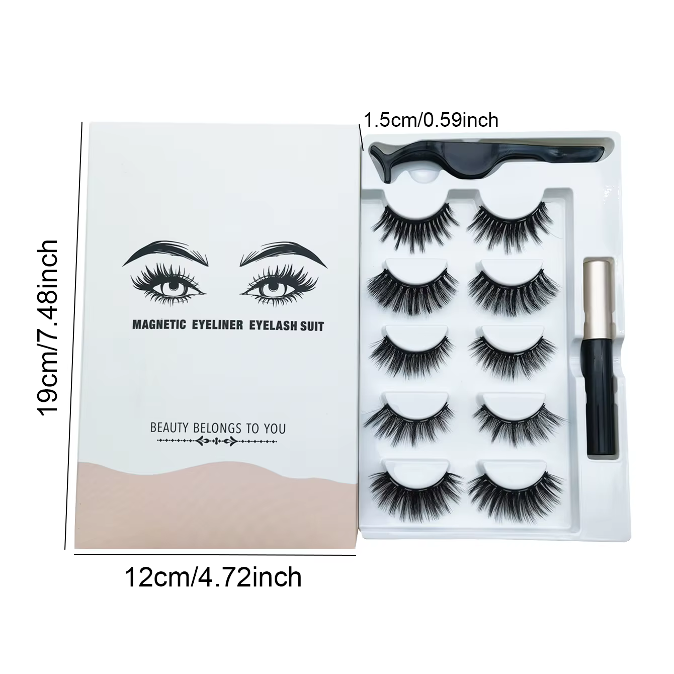 5 paires de faux cils magnétiques 8D, magnétiques puissants, sans colle, style épais fait main