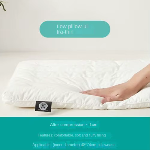 Oreiller en coton pur à profil bas, soutien cervical, pour adultes, hommes et femmes, étudiants, sim