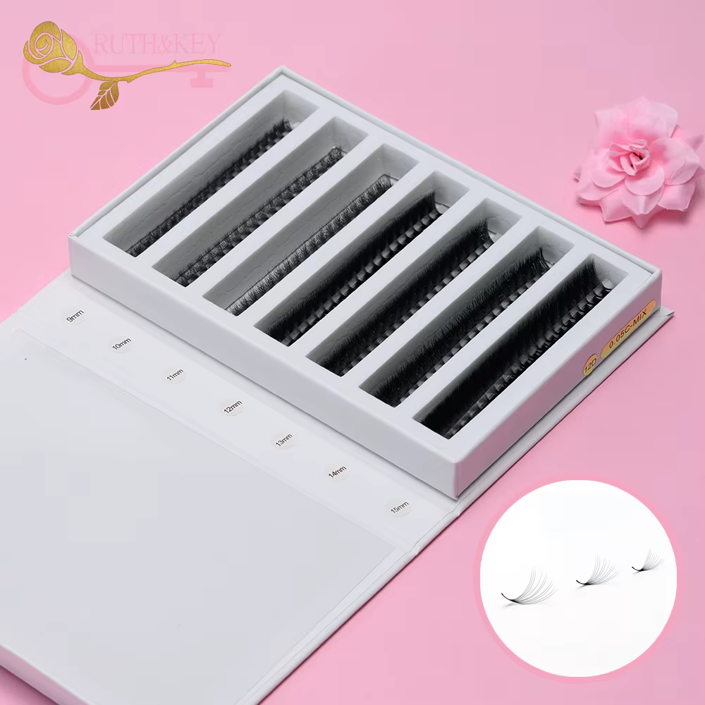 Extensions de cils pré-faits 2000 Fans 0.05 0.07 Mix C D Volume Russe Naturel Fait Main 8D 12D 14D U