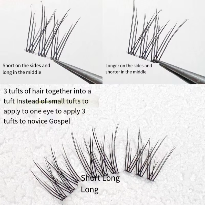 1/boîte 120 paquets vison faux cils naturel russe 3D laes individuel extension de cils cluster outil