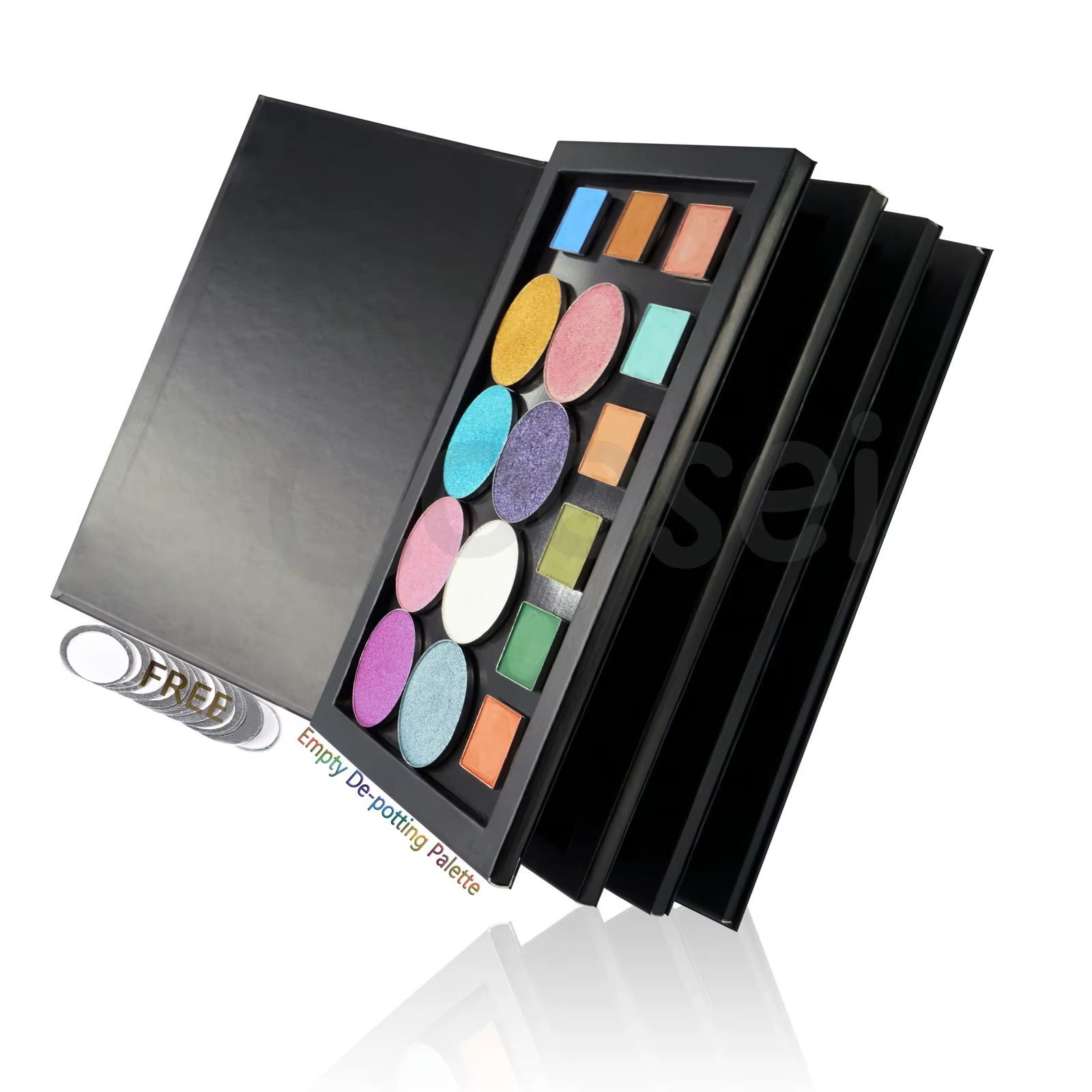 Grande palette de fard à paupières magnétique en forme de livre, 3 ou 4 couches, grande boîte de ran