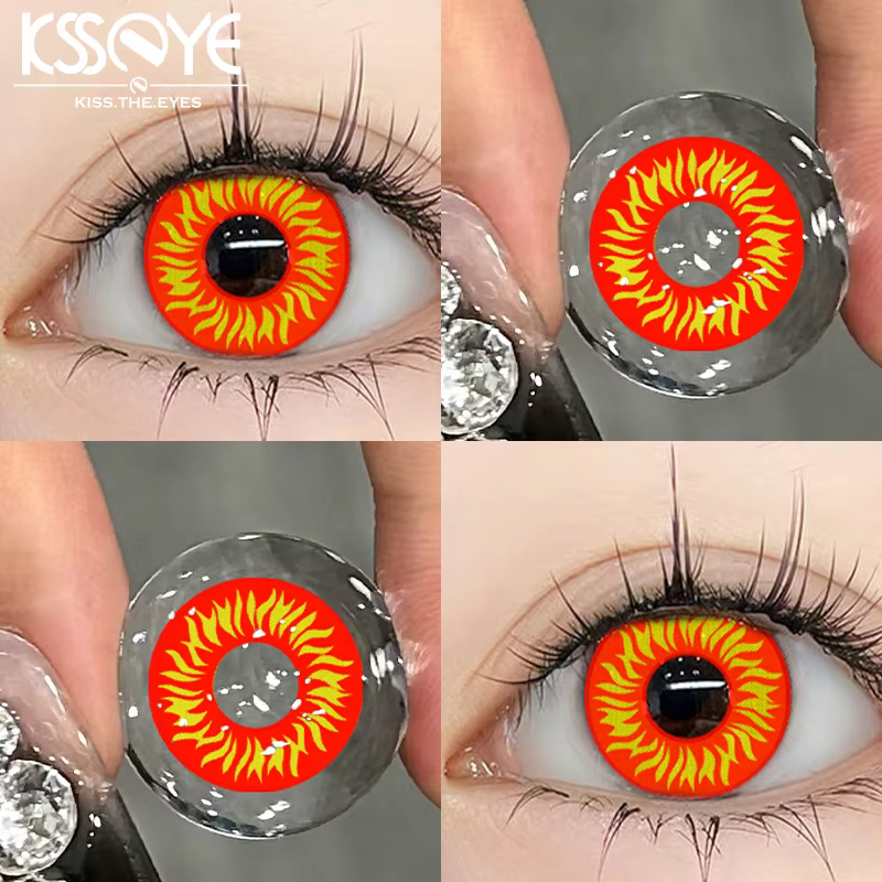 KSSEYE-Lentilles de Contact Colorées pour Halloween, Cosplay, Rouge, Anime, Doux, Belle Pupille, Jau