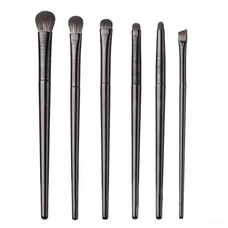 Ensemble de pinceaux de maquillage pour les yeux noirs, 6 pièces, pour contour professionnel, fard à