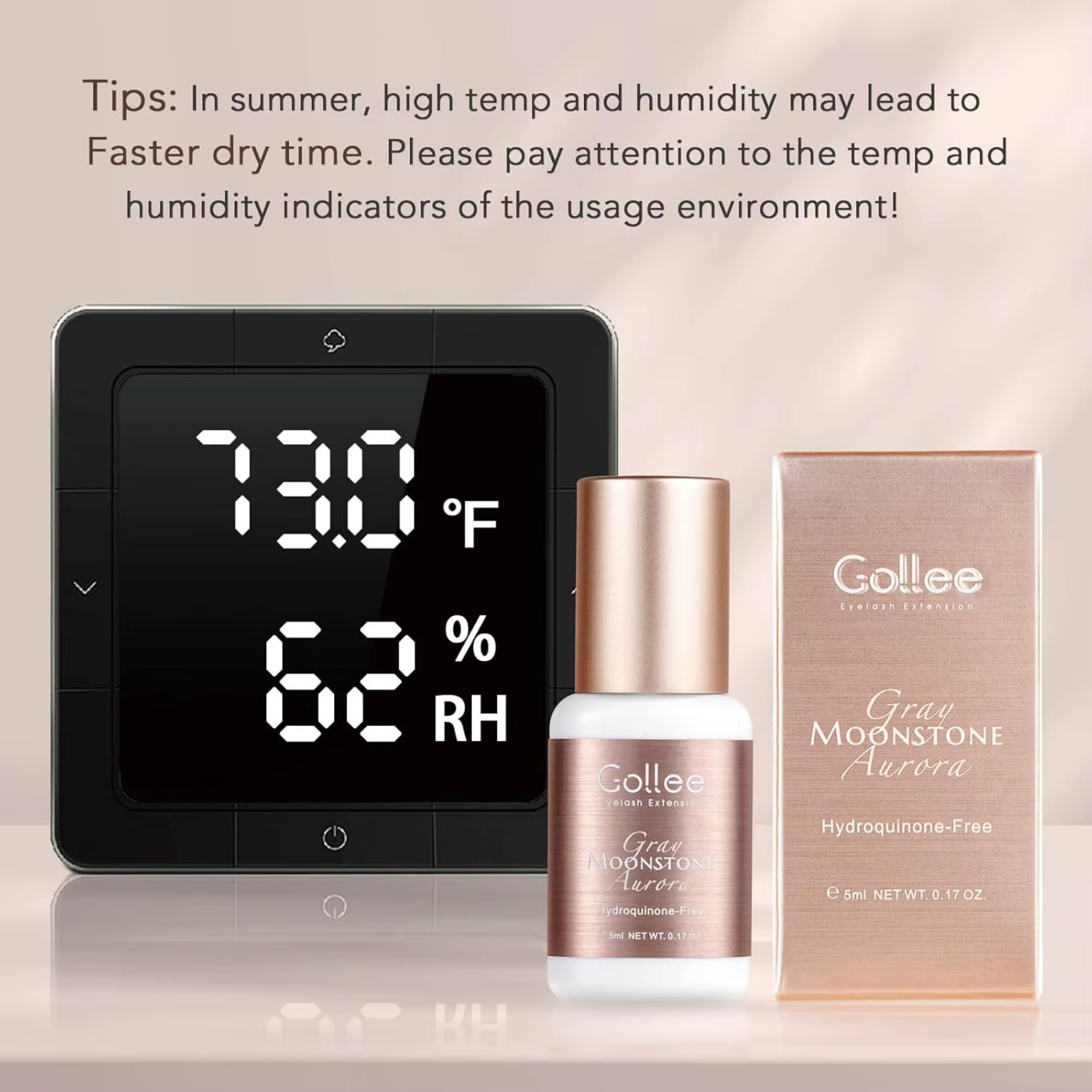 GOLLEE – colle pour extensions de cils grise, 0.5-1 secondes, séchage rapide, rétention, 6-8 semaine