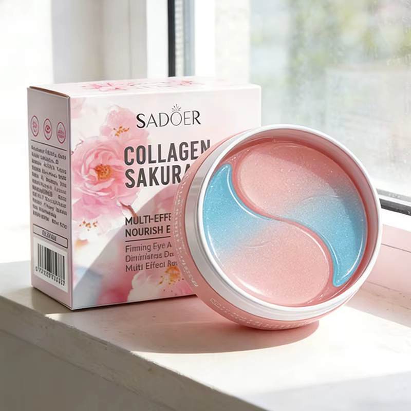 SADOER – masque pour les yeux au collagène Sakura, Anti-cernes, sacs pour les yeux, élimination, pat