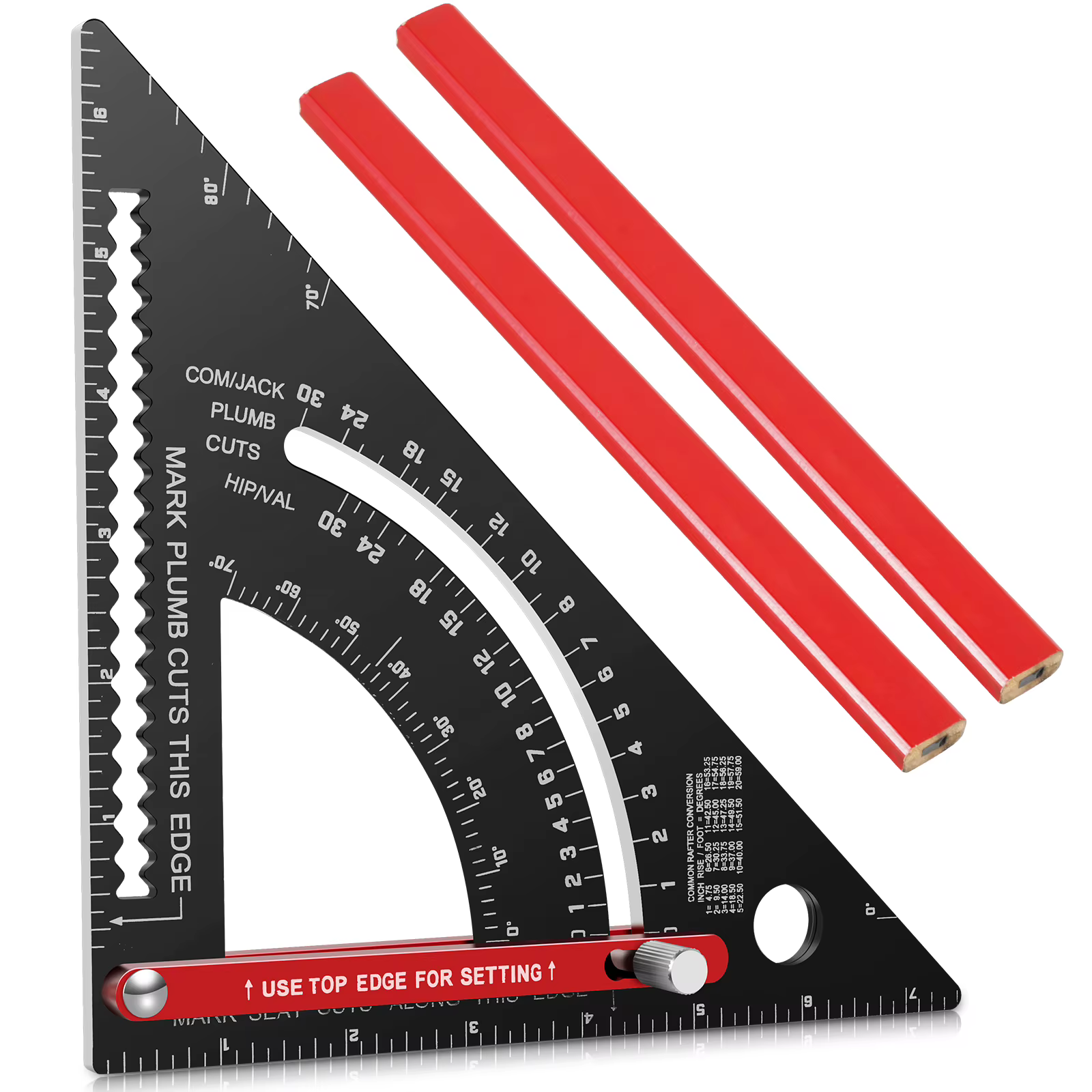 Règle triangulaire de menuiserie 7'' en alliage d'aluminium, équerre de charpentier réglable avec cr