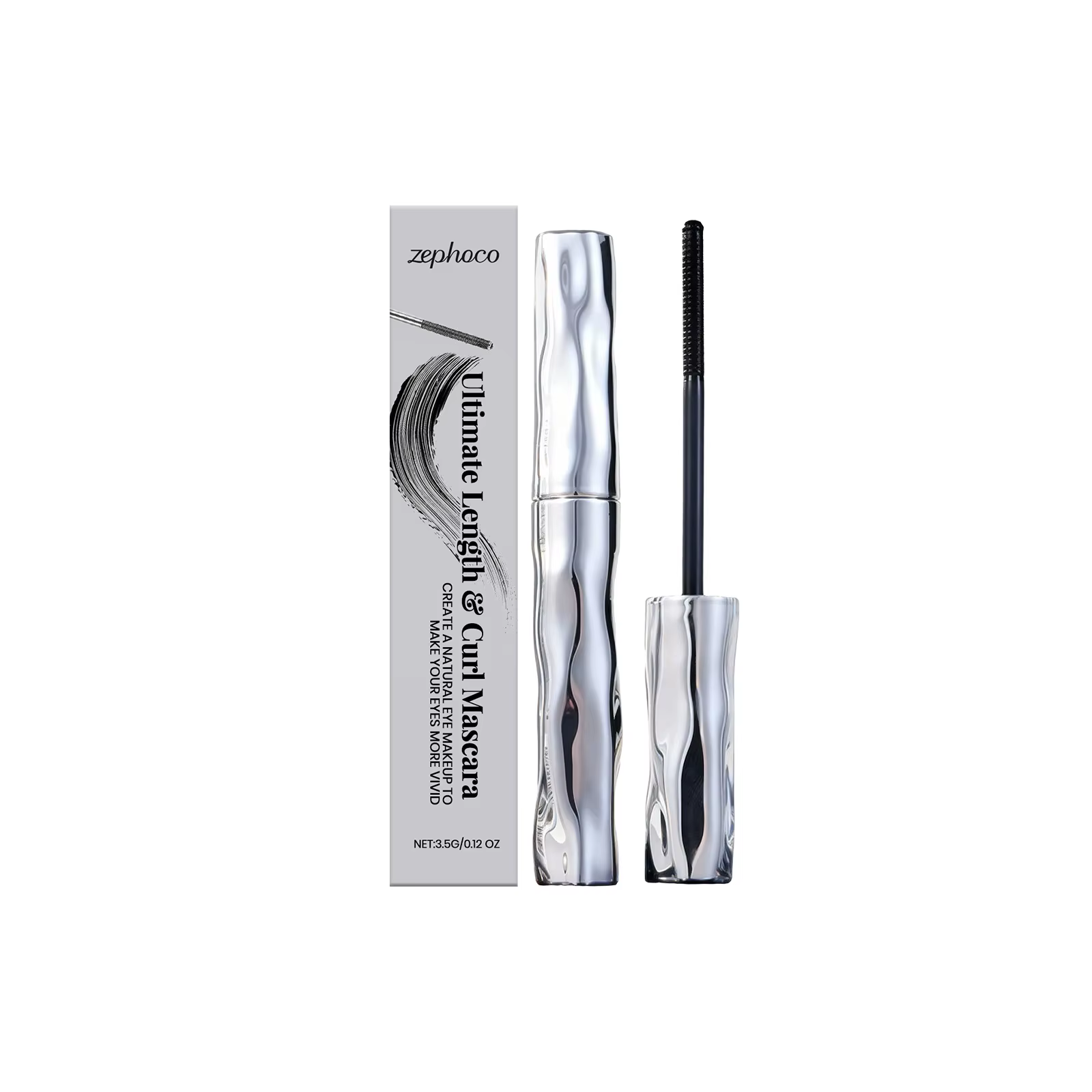 Mascara en tube d'acier - Brosse spirale spéciale, mascara en fibres de soie imperméable et longue d