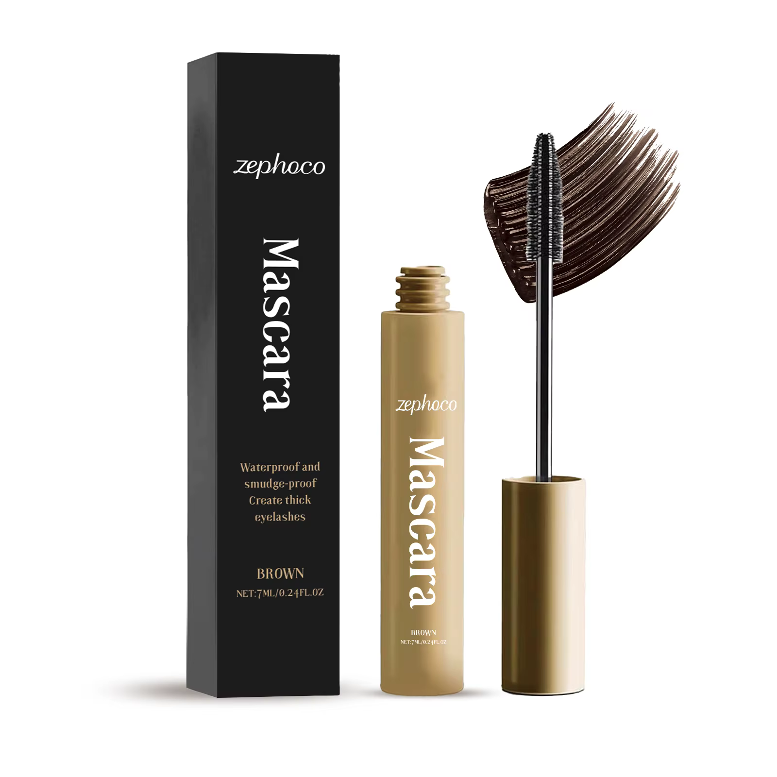 Mascara brun pour boucles naturelles, maquillage longue durée, imperméable, résistant à la sueur, al