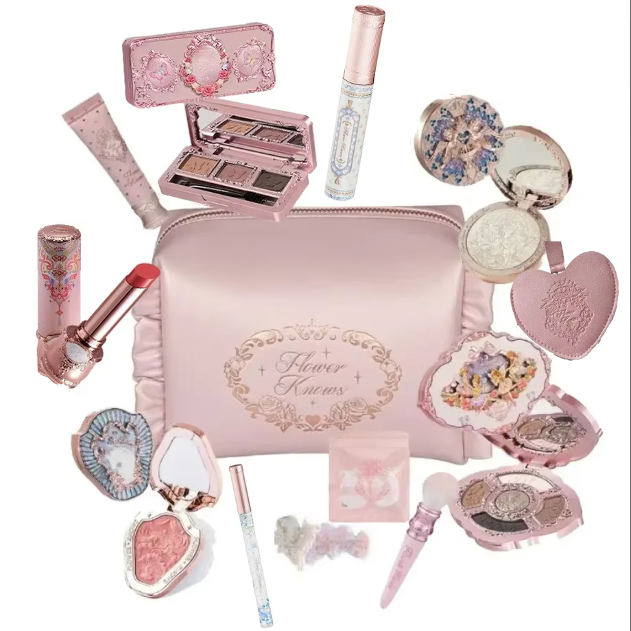 Ensemble de maquillage Flower Knows Midsummer Fairytales, fond de teint Flowerknows, illuminateur Li