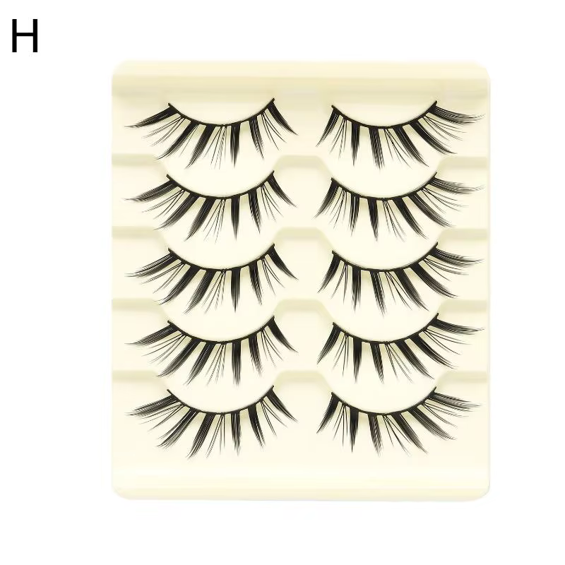 5 paires de faux cils Manga, cils souples en bande, effet œil de renard naturel, style coréen Manhua