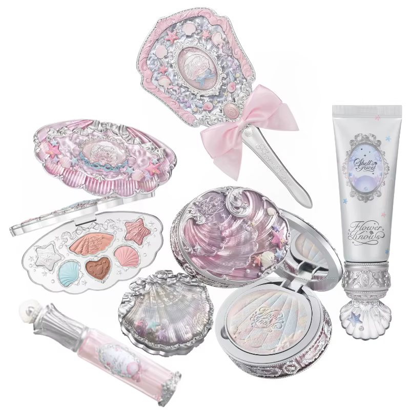 Ensemble de maquillage Flower Know Shells Jewel pour femmes - Fard à paupières, blush, gloss à lèvre