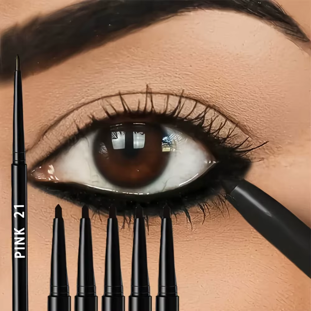 Paquet de 5 crayons Eyeliner noirs imperméables et résistants à la sueur-longue durée, anti-taches p
