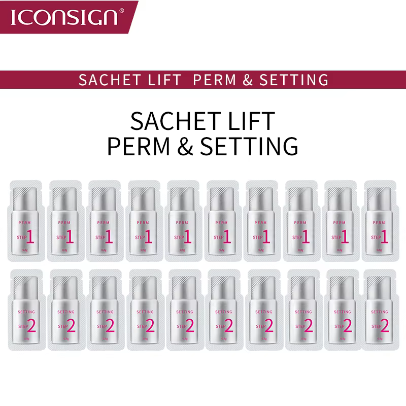 10 paires/lot ICONSIGN Lotion de levage de cils Sachet Lotion de Fixation de permanente rapide cils