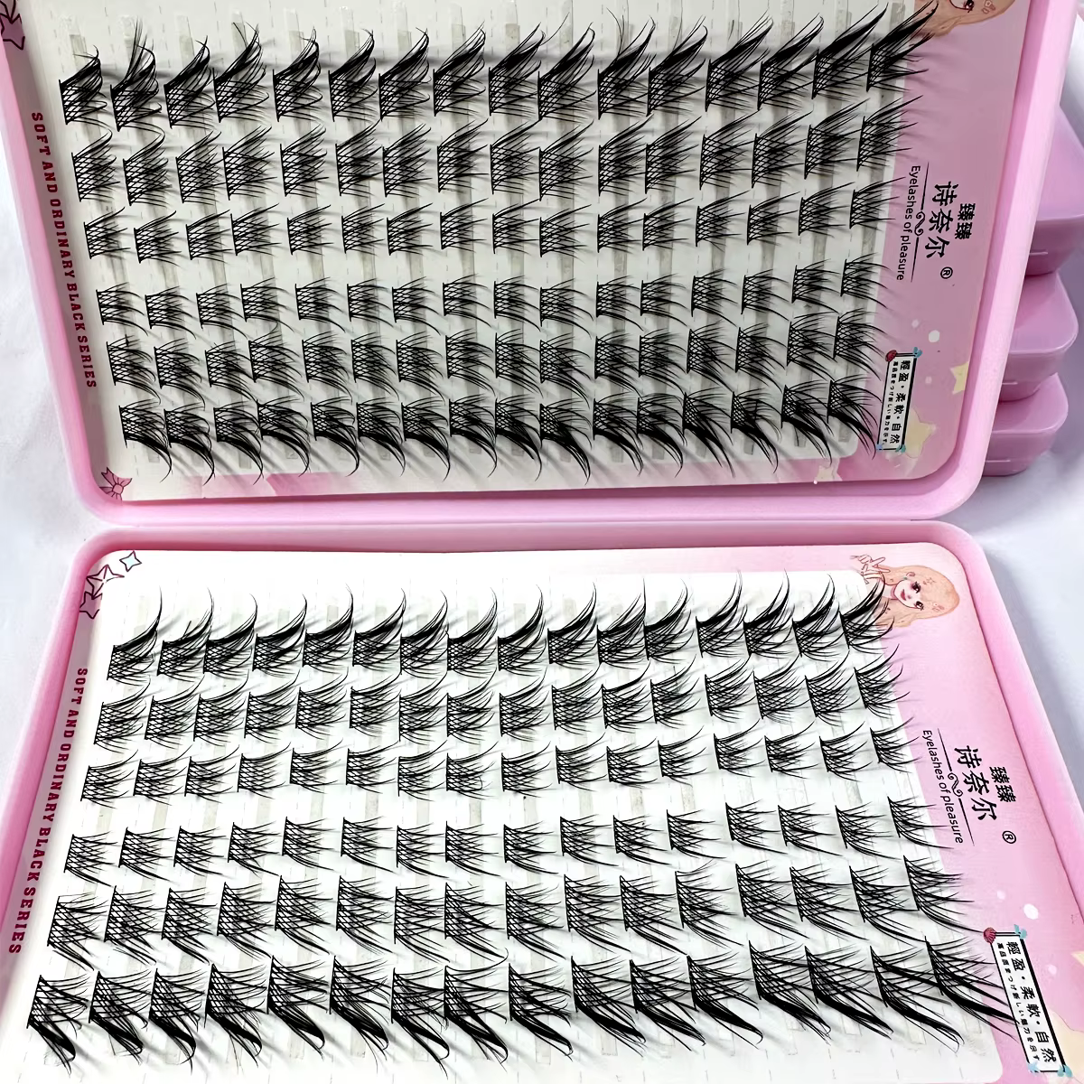Faux cils manga œil de renard, 32 rangées, grande capacité, optique conique, segmenté, grappe indivi