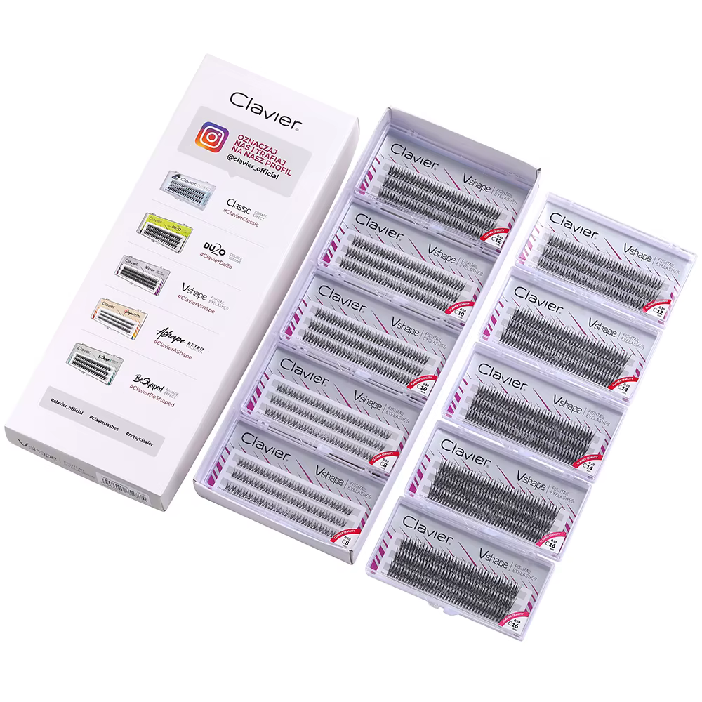 Clavier Vshape ensemble de cils aspect d'extension naturelle cils de type C 10 boîtes par ensemble m