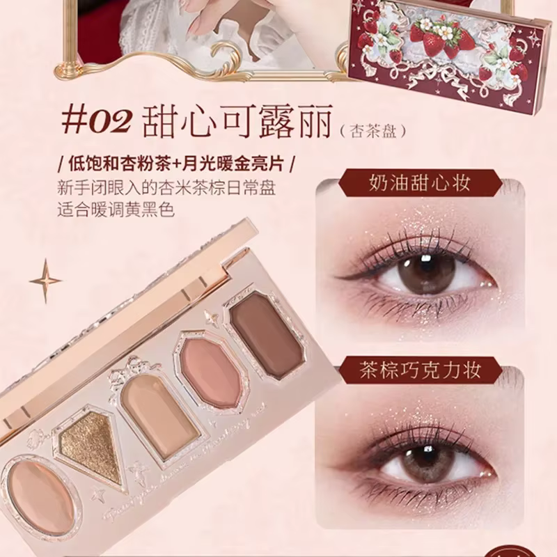 Flower Knows – Palette de fards à paupières, fraise, Rococo, clair de lune, sirène, bijou, 5 couleur