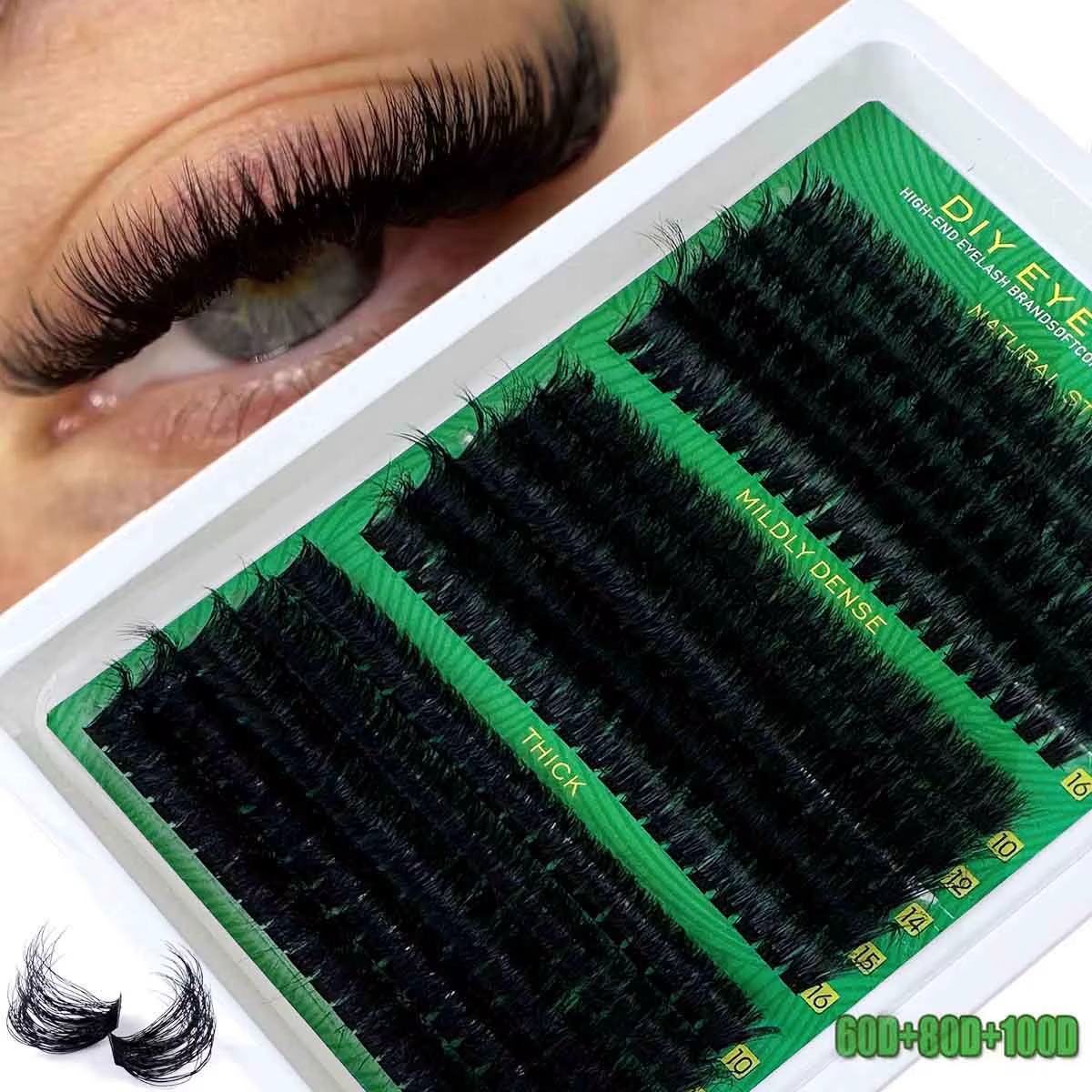 Bricolage Faux cils de vison 60D80D100D200D300D Extensions de cils individuels moelleux, effet 5D 0.