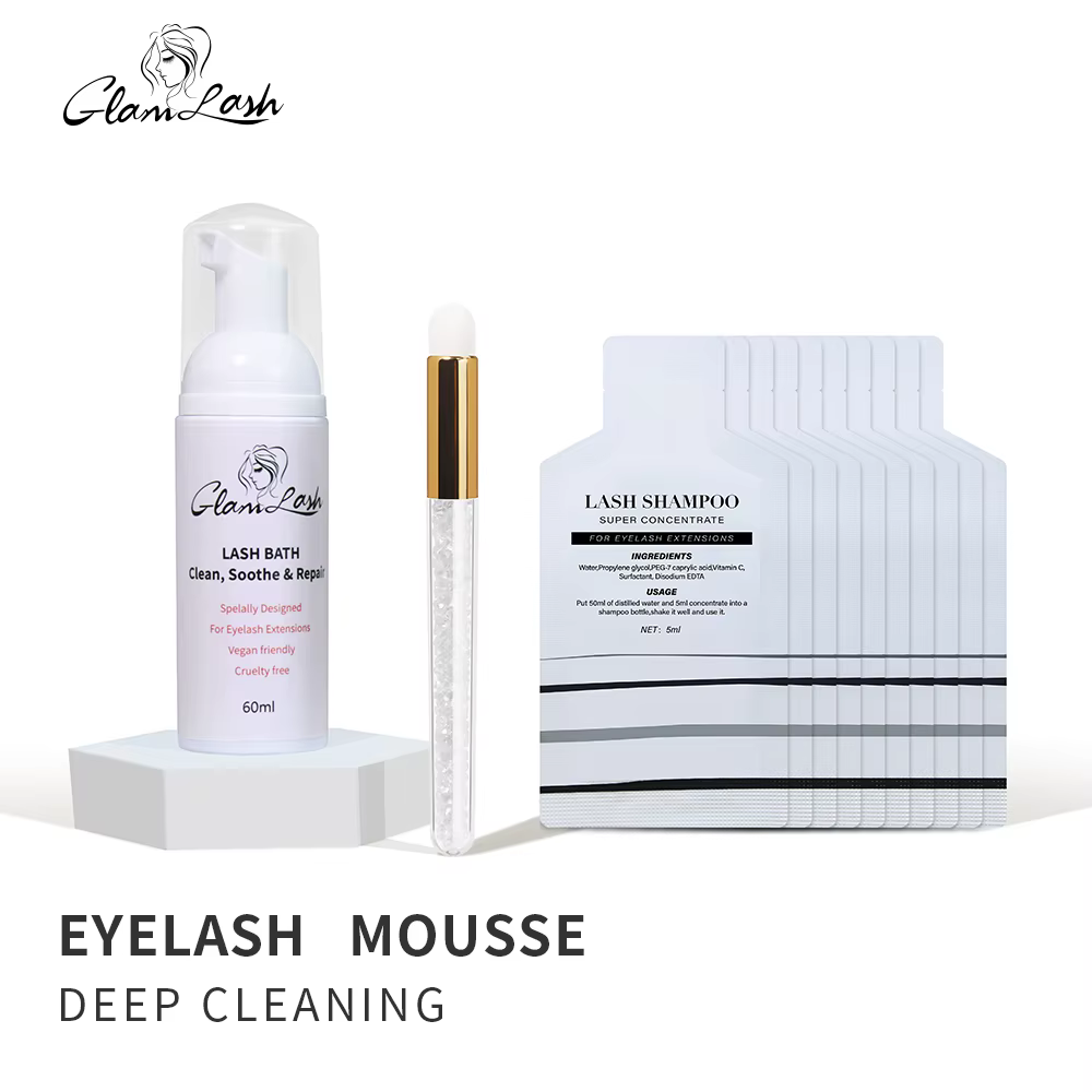 GLAMLASH 5 pièces 5ml mousse nettoyante pour cils pour Extension de cils shampooing concentré avec b