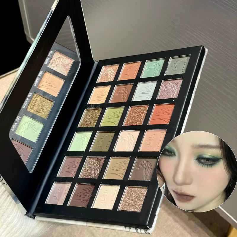 Palette de fards à paupières 24 couleurs, marron froid neutre, paillettes scintillantes, finition ma
