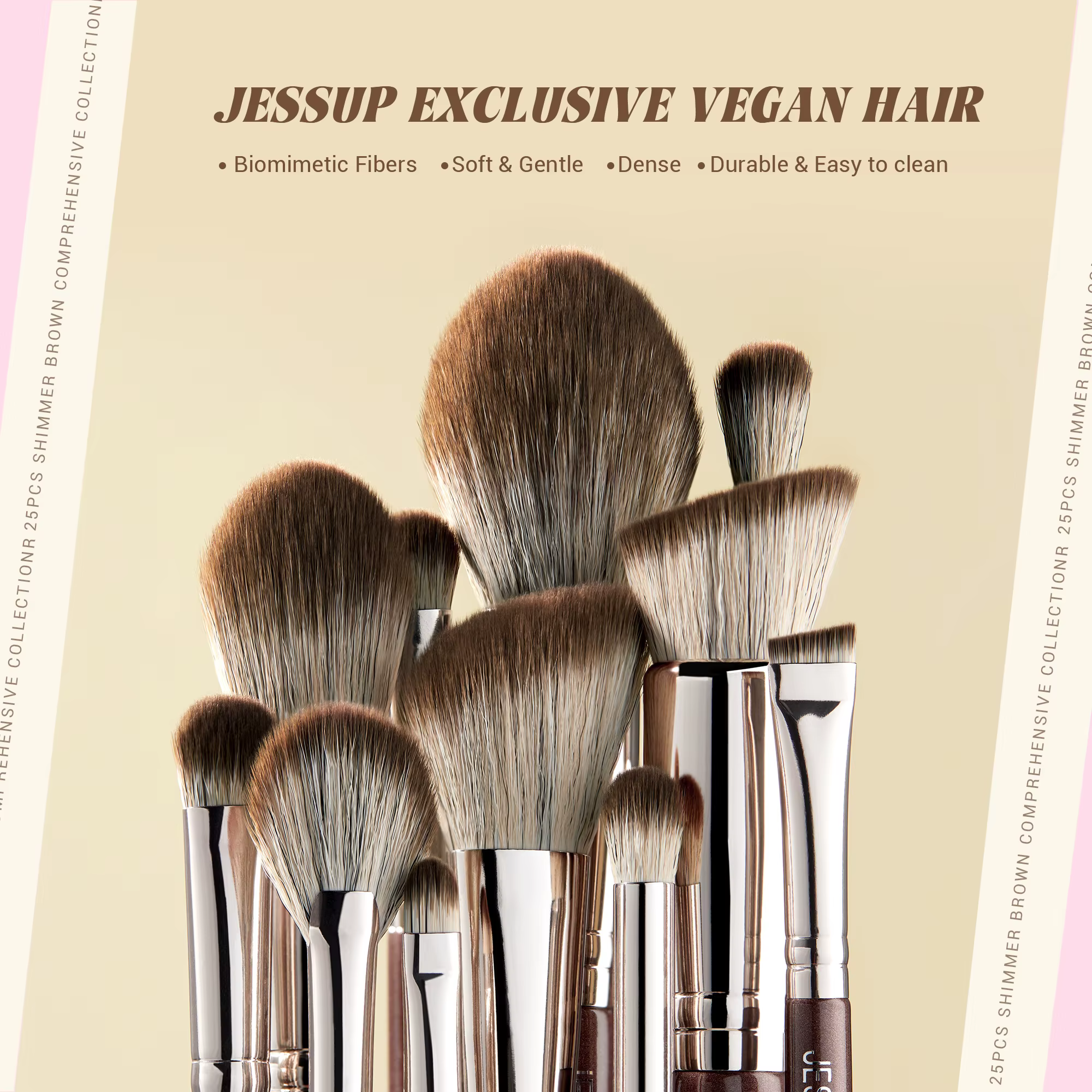 Jessup pinceaux de maquillage ensemble 15/25 pièces Premium synthétique marron pinceaux de maquillag