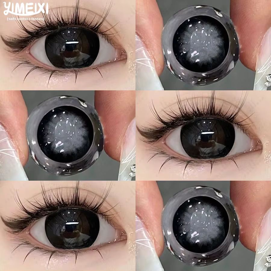 YIMEIXI 1 paire de lentilles de Contact noires 14.5mm pour les yeux avec myopie 0 à -8.00 degrés 1 j