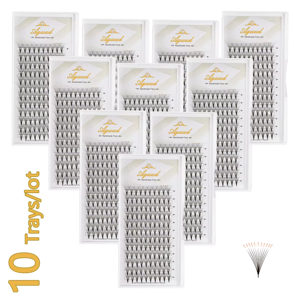 AGUUD-Extensions de cils préfabriquées, 10 plateaux/lot, volume russe, super éventails, aiguille, ti
