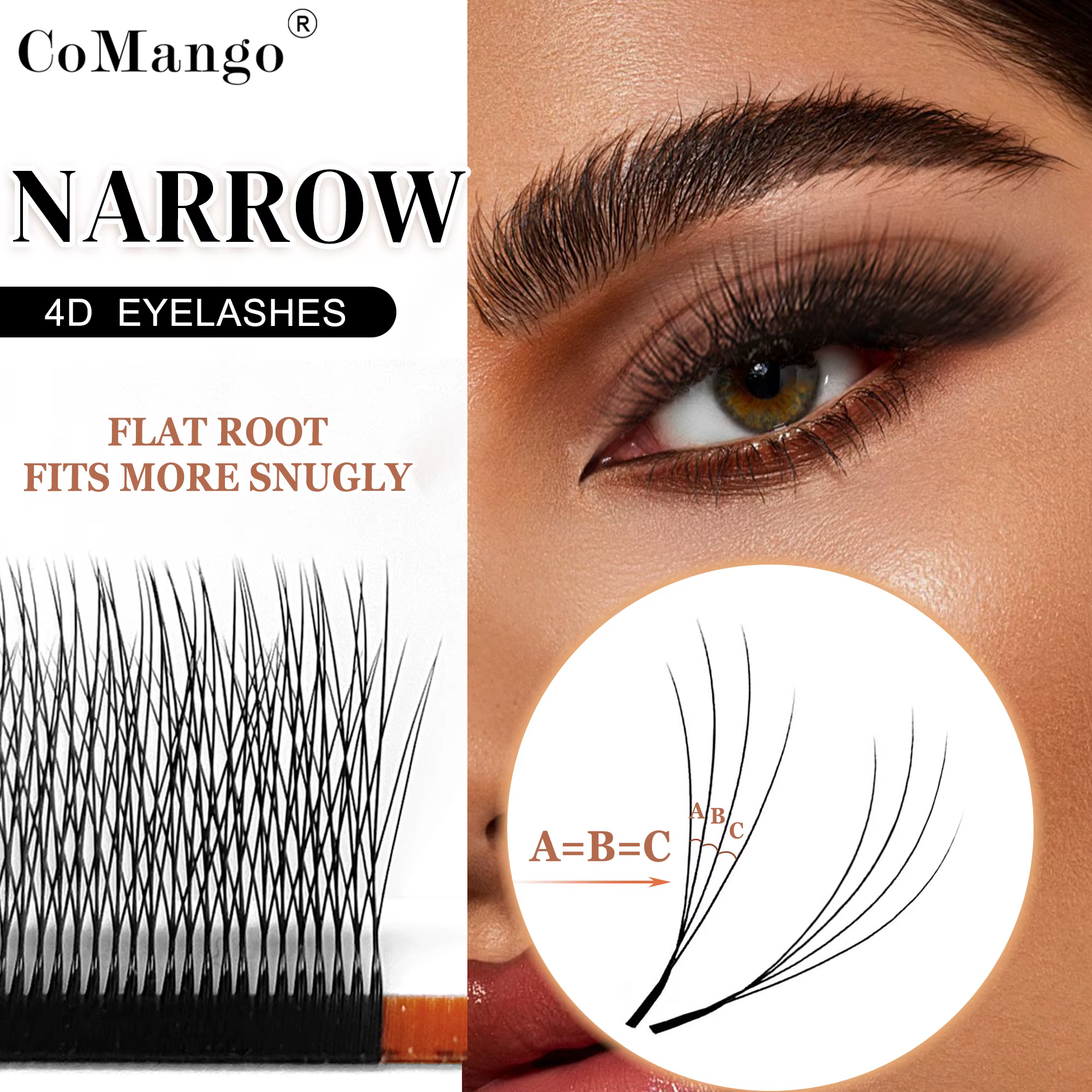 CoMango Cils 3D W spark clover, extension de cils volume russe, style 3D, éventails préformés, cils