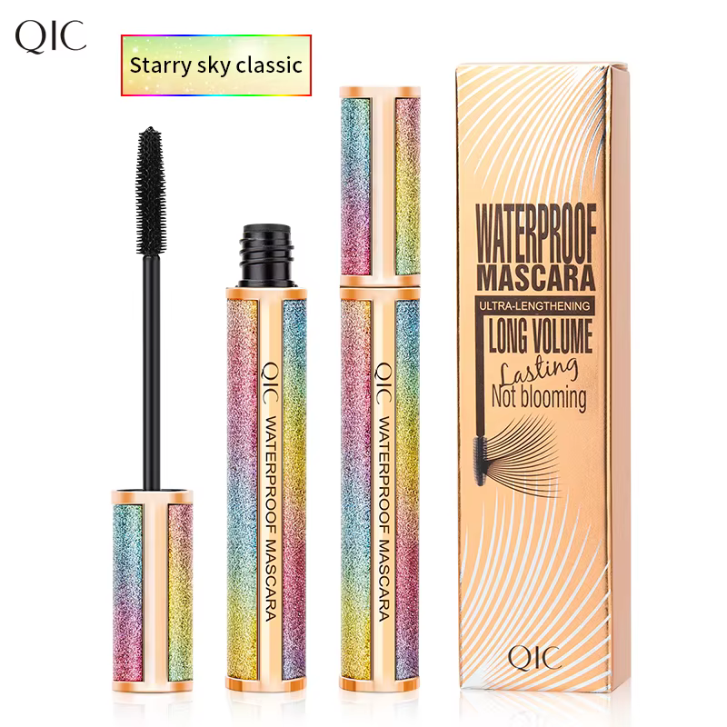 Mascara noir QIC 4D brillant ciel étoilé Mascara mince, épais, bouclé, imperméable, longue durée, ne