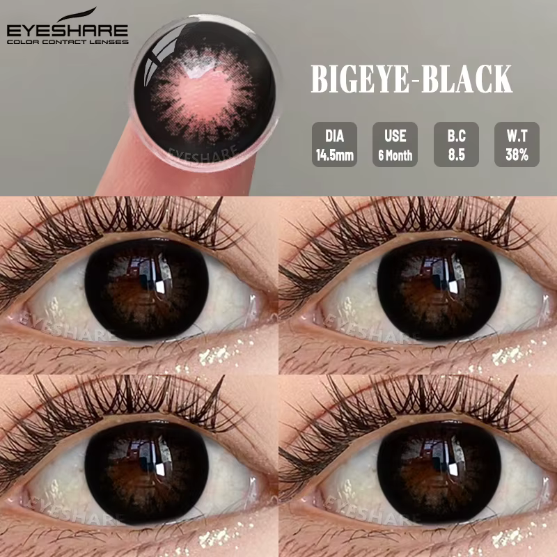 EYESHARE 1 paire de nouveaux élèves colorés maquillage couleur noire lentilles de Contact beauté fem