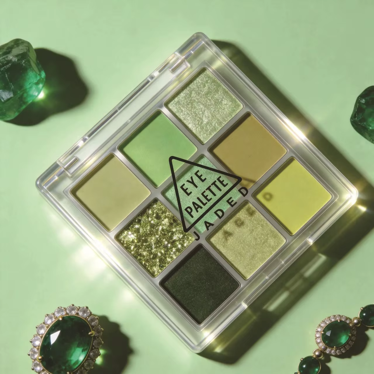 Palette de fards à paupières 9 couleurs, vert menthe mat, imperméable, longue tenue, nacré scintilla