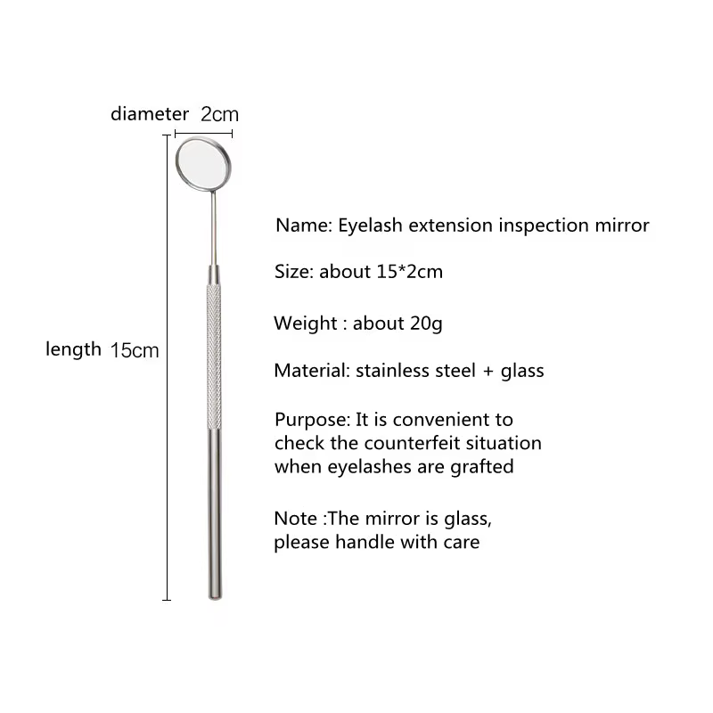 Miroir de contrôle d'extensions de cils en forme de cœur, miroir multifonction en acier inoxydable,