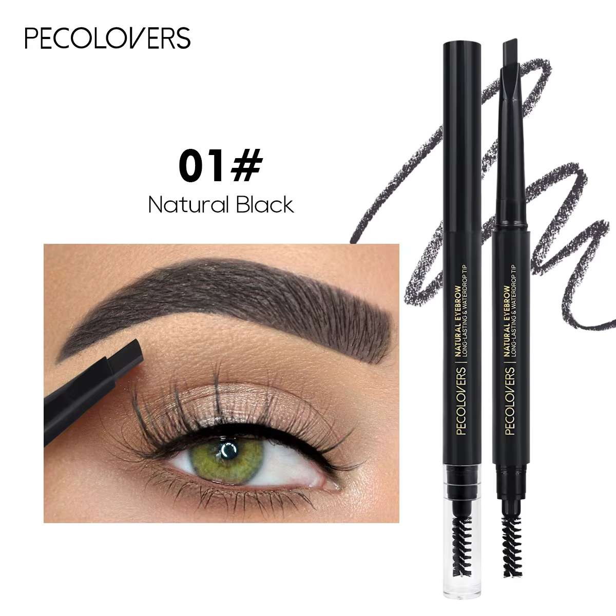 Crayon à sourcils Double tête naturel longue durée lisse sans floraison noir marron crayon à sourcil