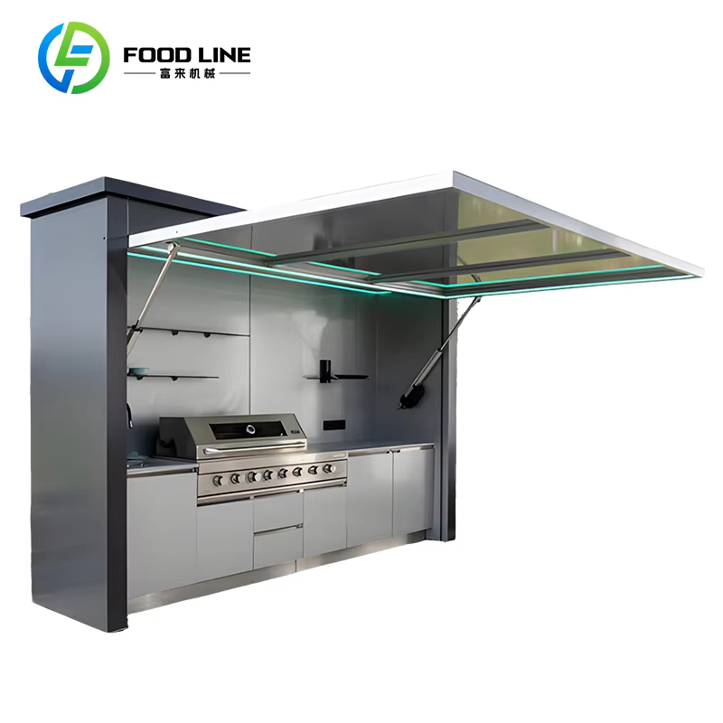 Meubles de cuisine d'extérieur, ensemble de cuisine d'extérieur avec barbecue et évier, cuisine plia