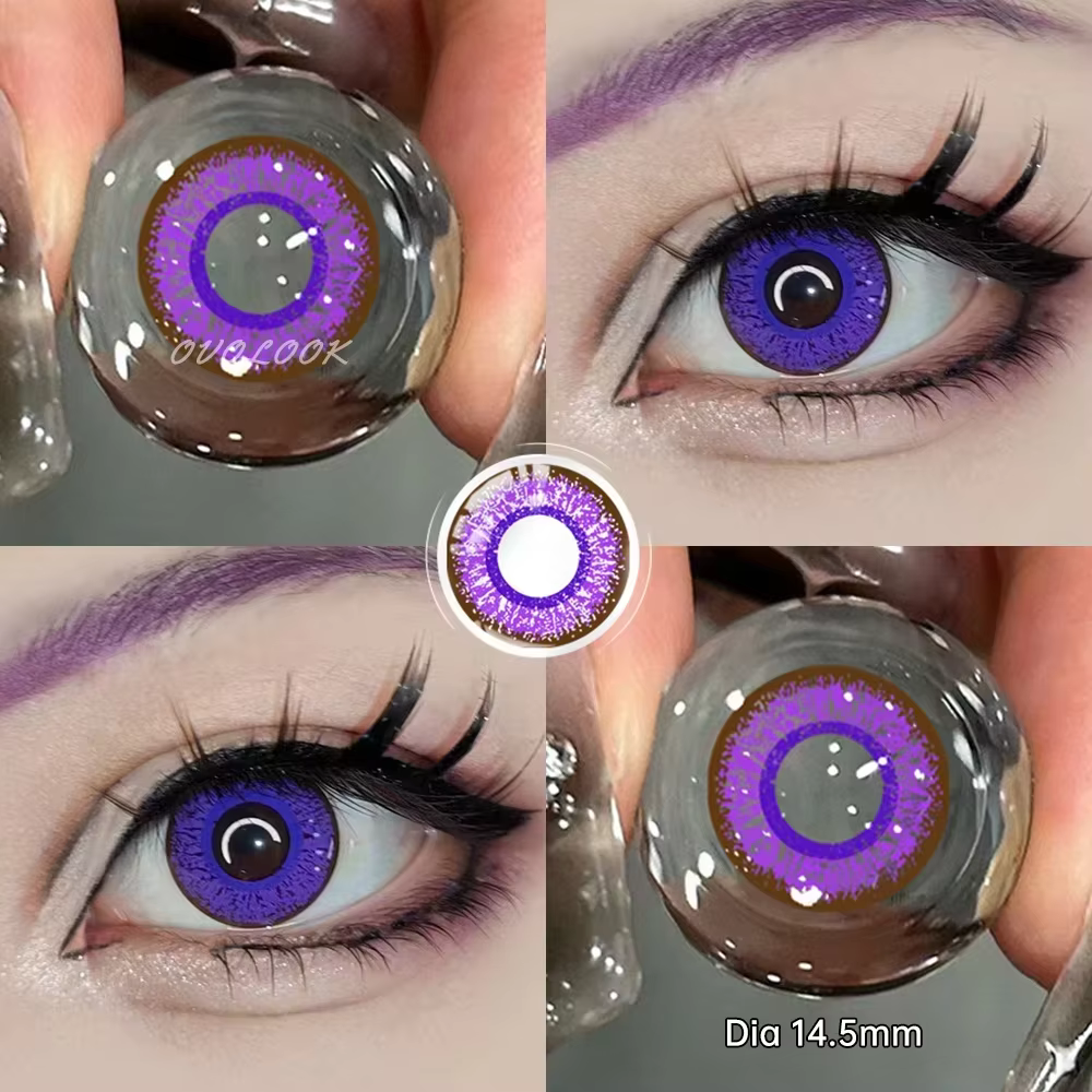 OVOLOOK - Lentilles de contact Anime 10 couleurs pour yeux grands, lentilles bleues, rouges, vertes,
