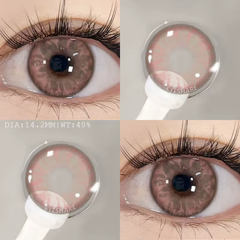 AMARA-Lentilles violettes pour les yeux, 1 paire, contacts, document, animé, couleur rose, pupilles,