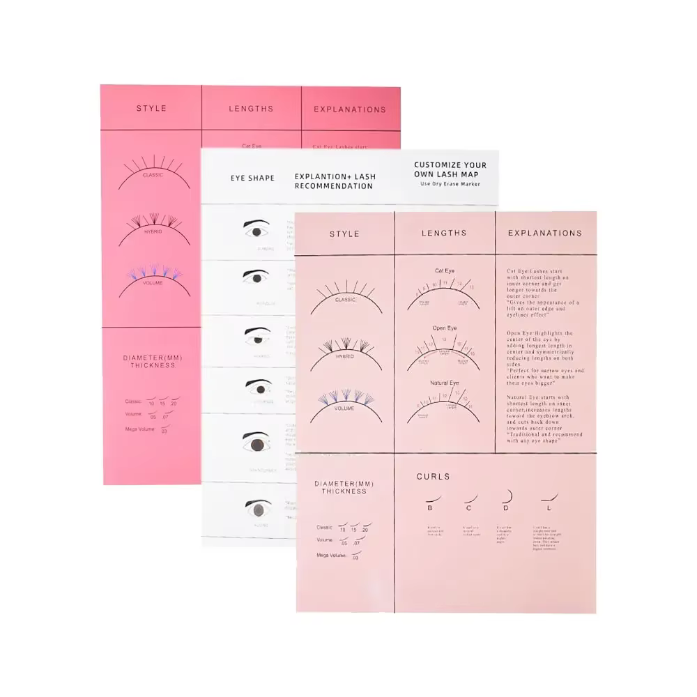 Tableau de carte de cils pour débutant, tableau de pratique des cils vaporeux, éponges en forme d'oe