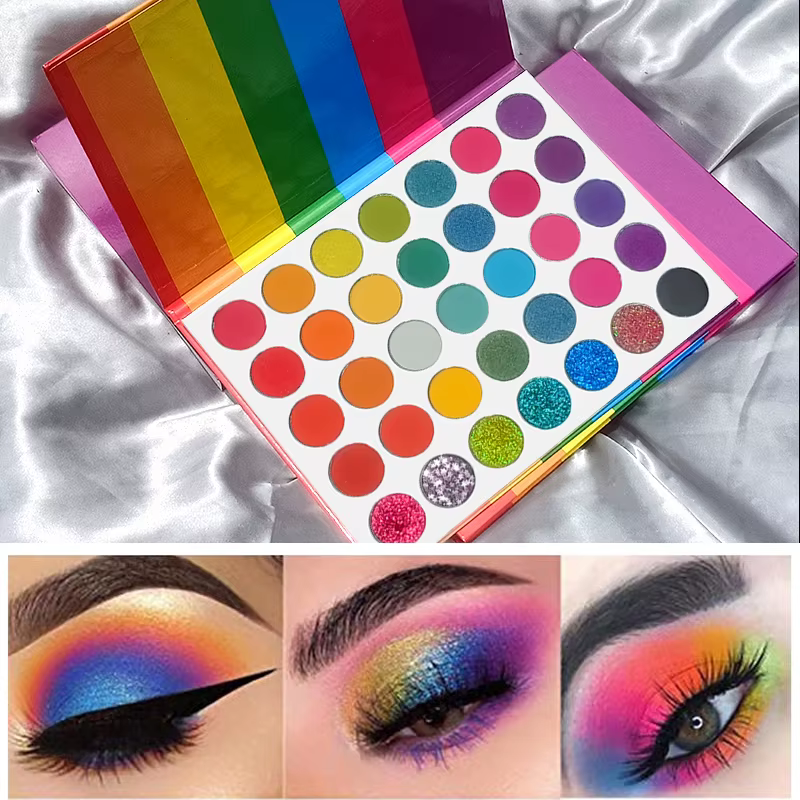 Palette de fards à paupières arc-en-ciel 35 couleurs – Hautement pigmentée, facile à estomper, nuanc