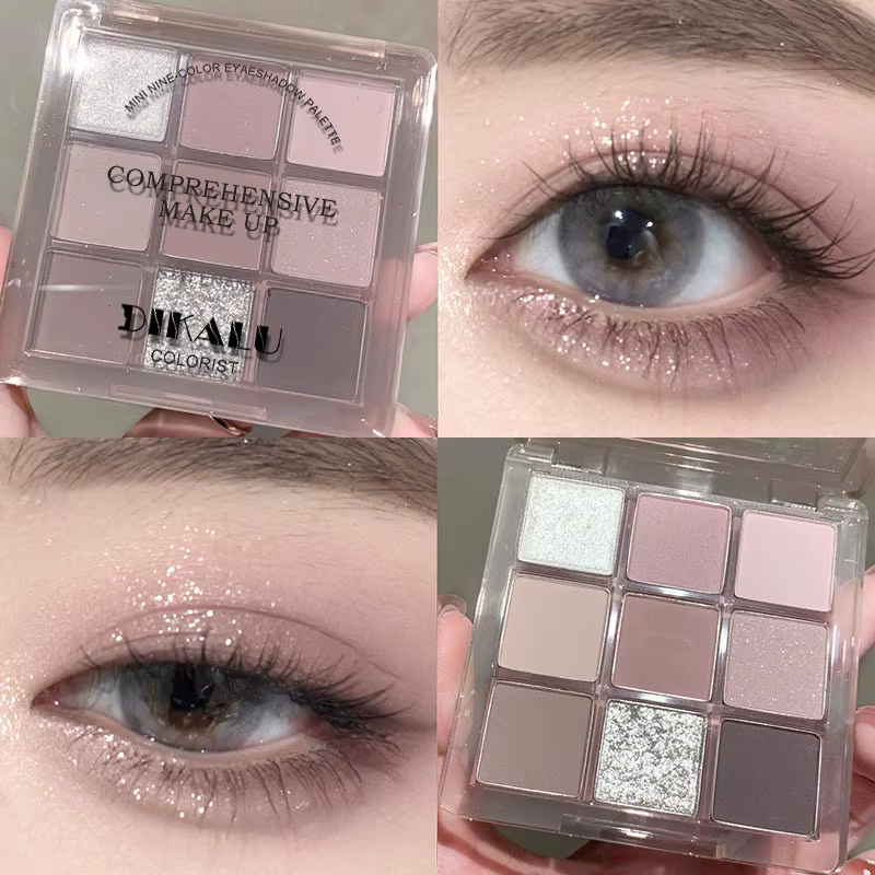 Palette de fards à paupières fumés Punk foncé, 9 couleurs, gris, rose, perle, mat, éclaircissant, co