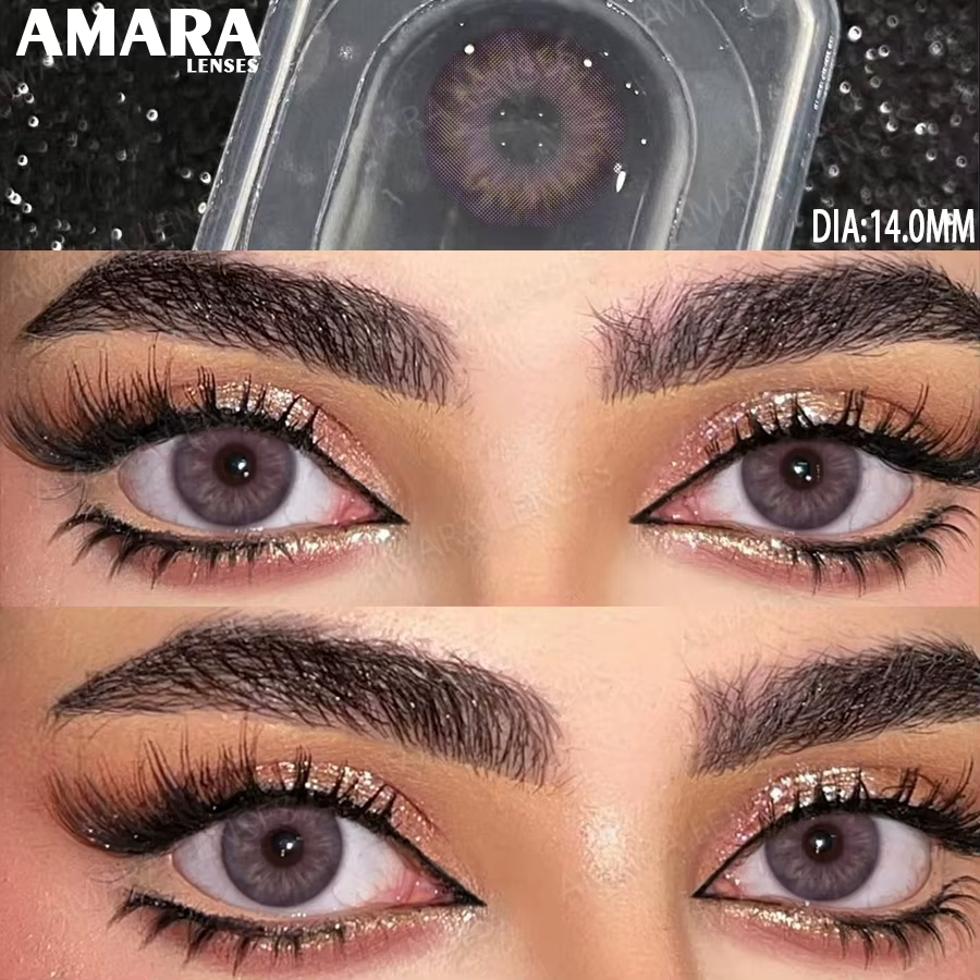 Lentilles de contact AMARA Norvège bleues, lentilles de couleur pour yeux marrons, lentilles grises,