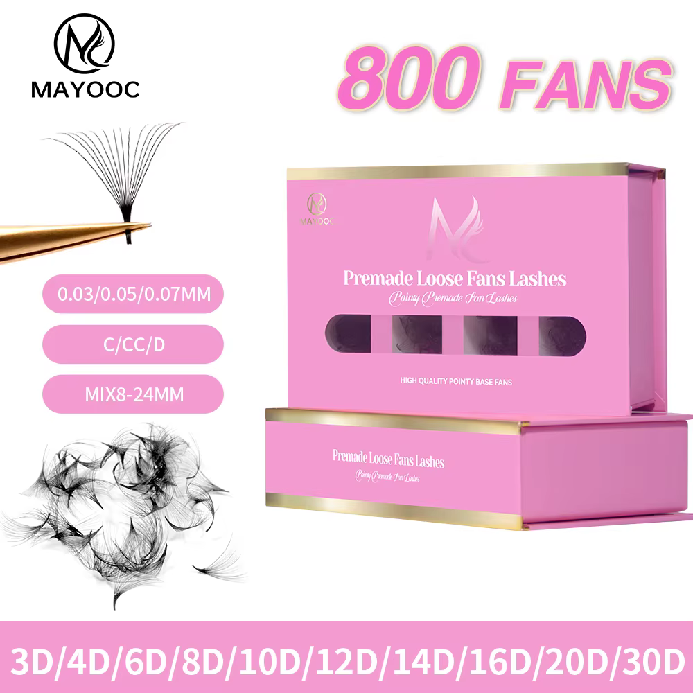 MAYOOC 800 ventilateurs Base pointue ventilateur préfabriqué cils Extensions de cils 6D/8D/10D/30D v