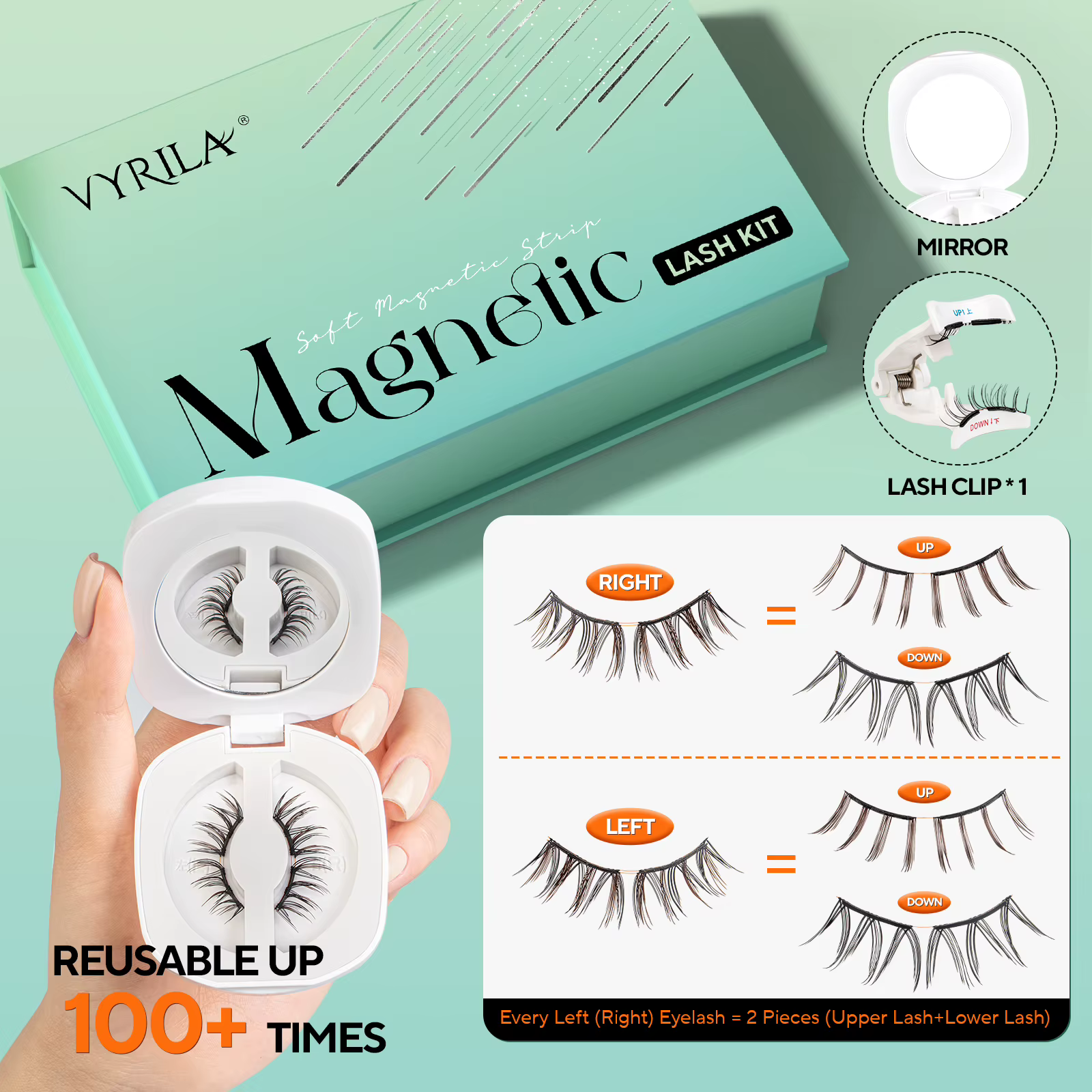 VYRILA mise à niveau des cils magnétiques marron/noir cils magnétiques doux réutilisables avec appli