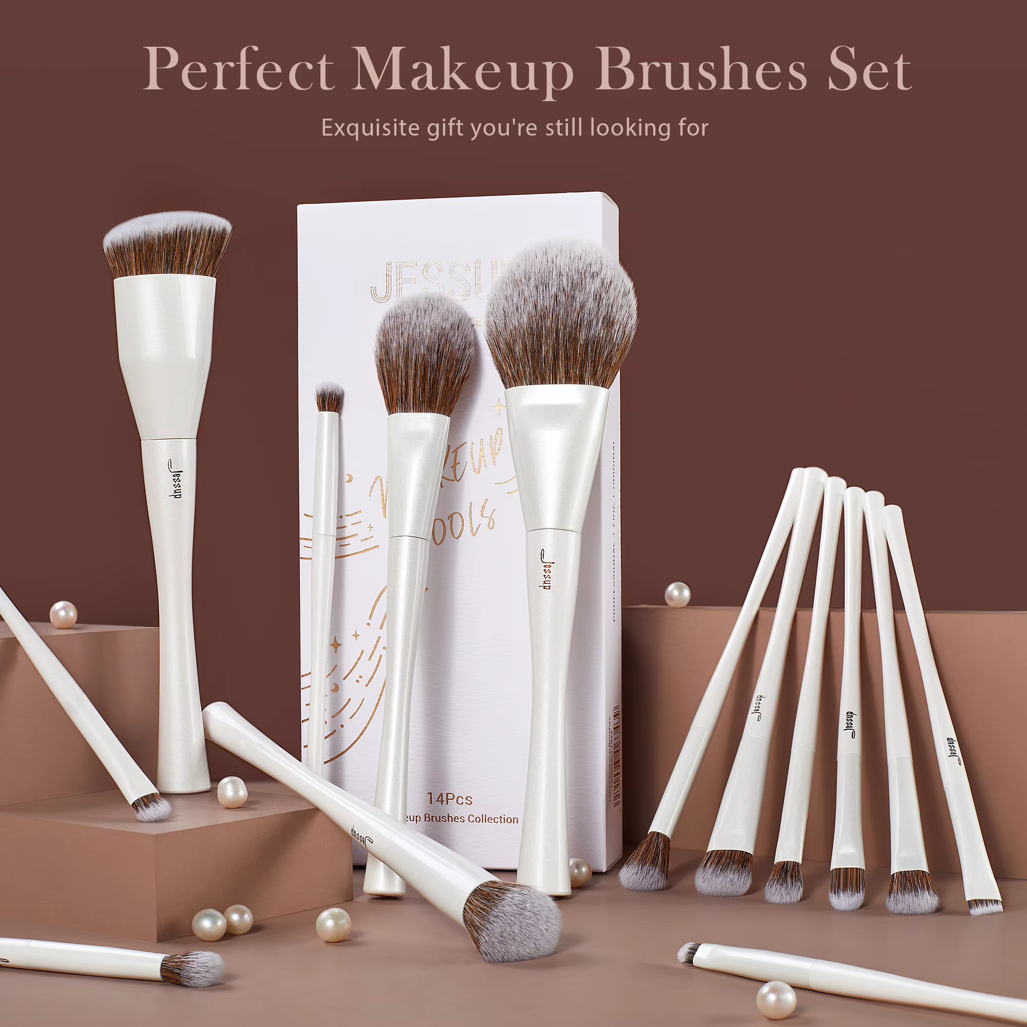 Jessup ensemble de pinceaux de maquillage, 4-14 pièces pinceaux de maquillage, fond de teint synthét