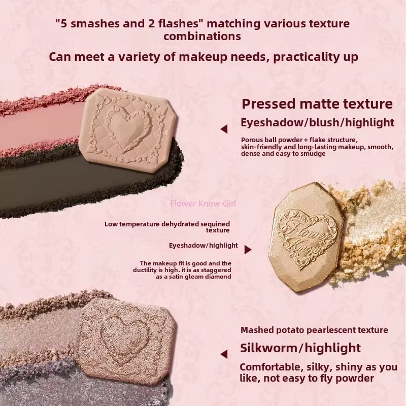 Flowerkaren fraise Cupidon Collection Palette de teint du visage Blush fard à paupières surligneur f