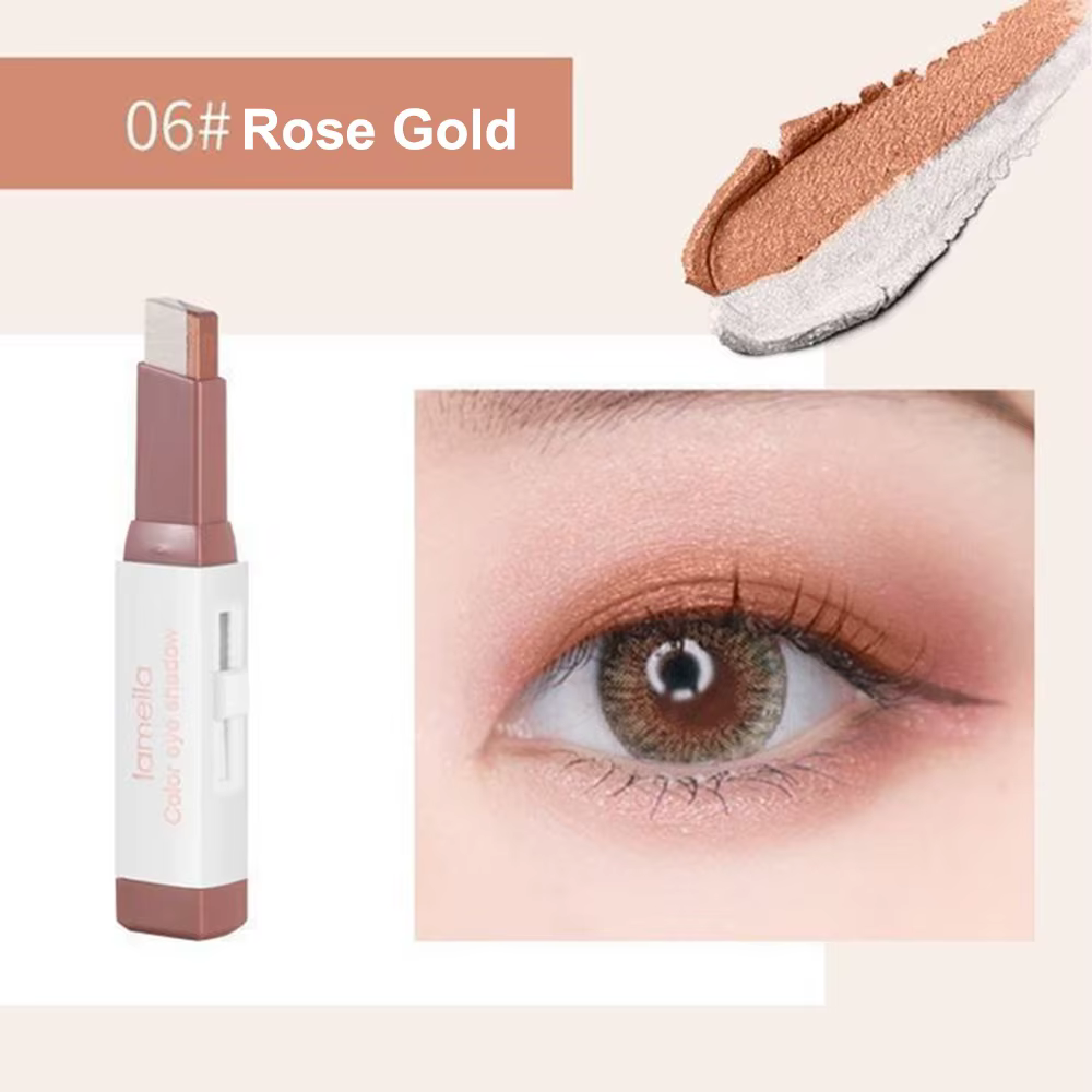 Nouveau bâton de fard à paupières Double couleur nacré imperméable fumé fard à paupières Bling ombre