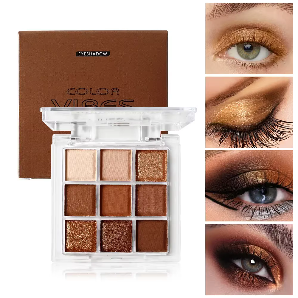 Palette de maquillage d'ombre à paupières rouge brune, Sexy et charmante, poudre de paillettes de pe