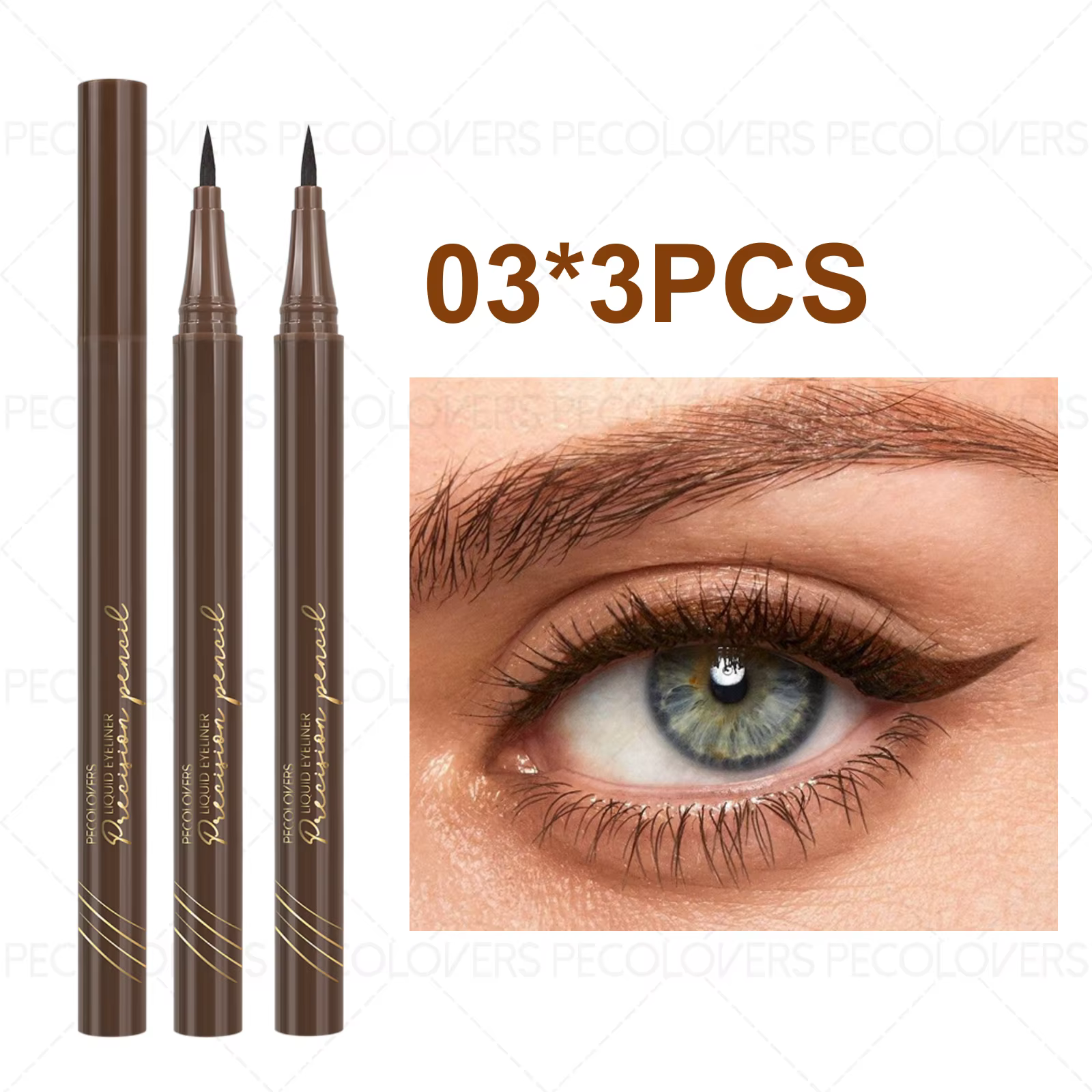 Lot de 3 Eyeliners Liquides Ultra-fins, Imperméables et Résistants à la Transpiration, Anti-bavures,