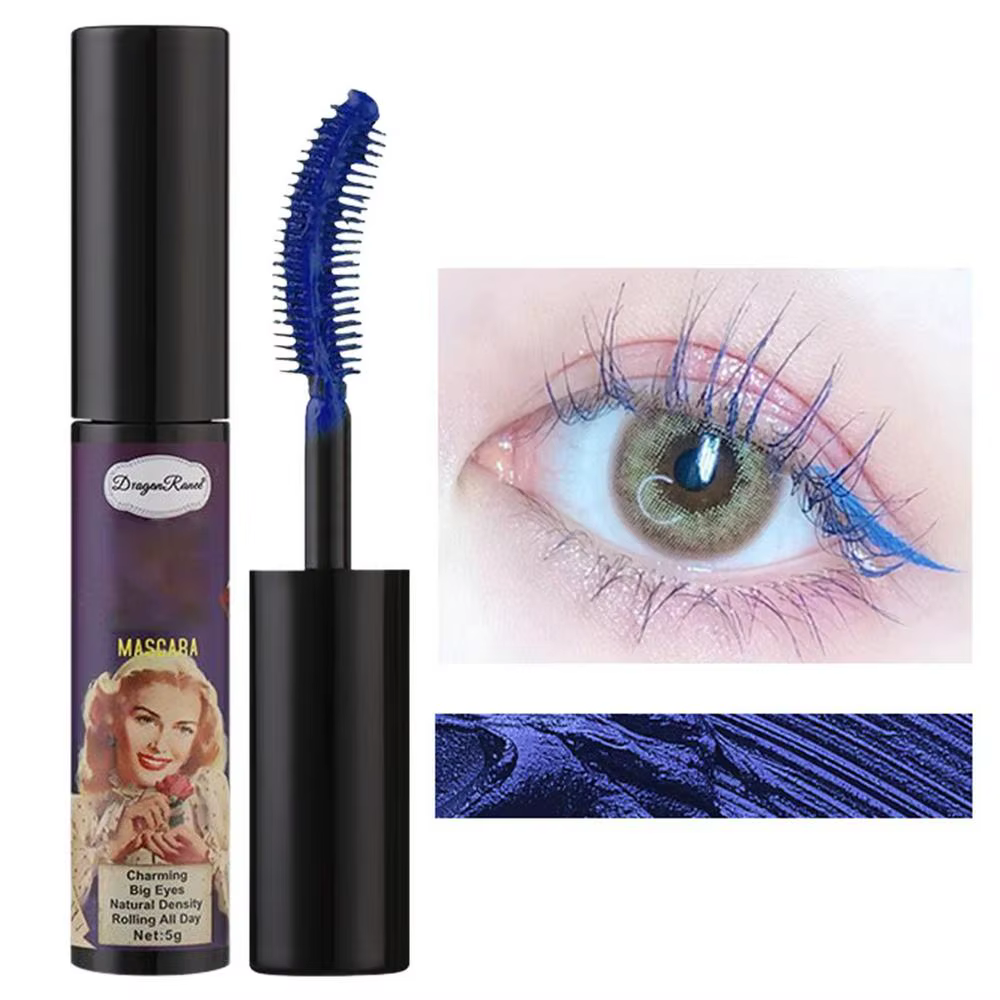 InjFiber-Mascara coloré imperméable à l'eau, séchage rapide, cils, bleu, vert, rouge, violet, noir, 