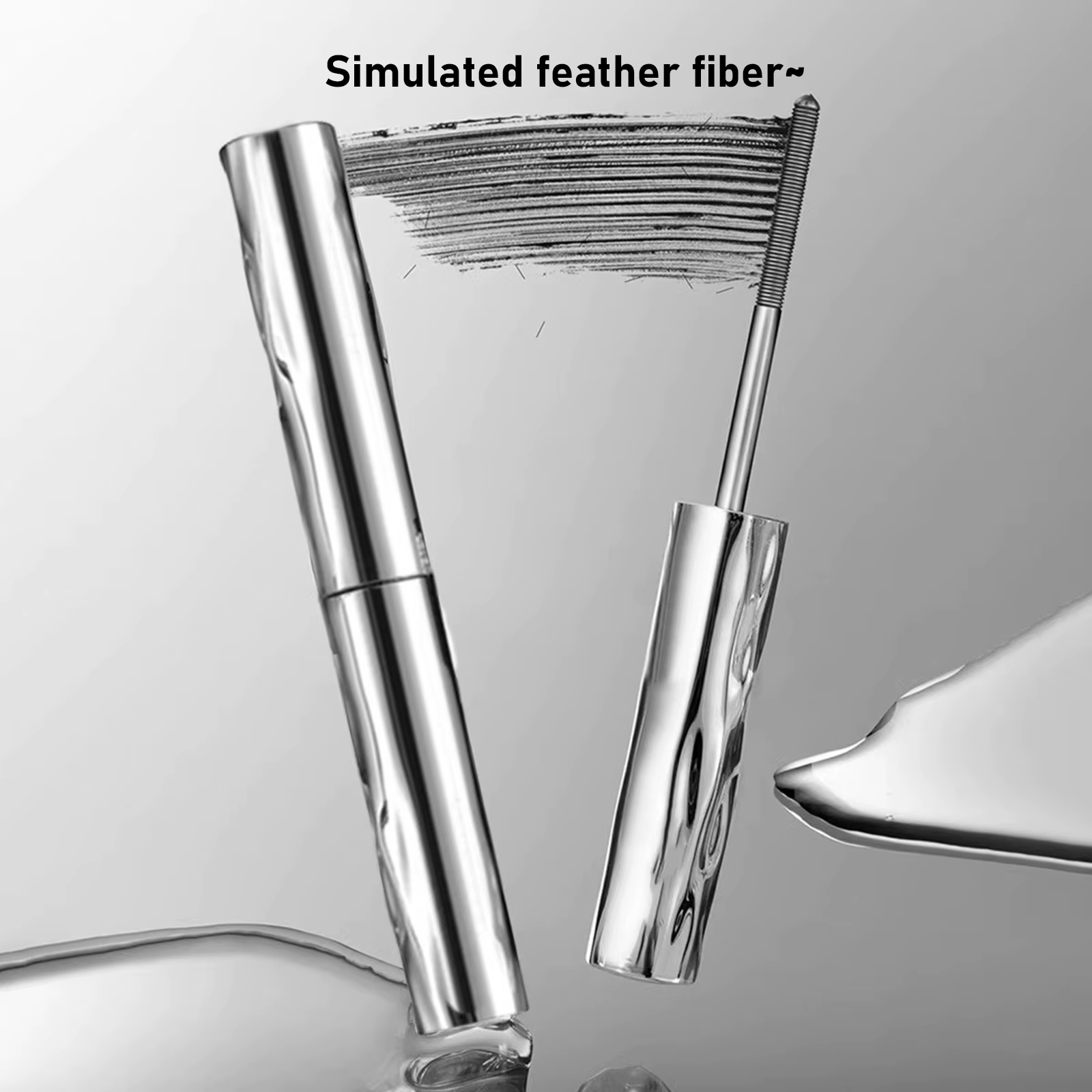Mascara Tube métallique imperméable en Fiber de soie noire, Extensions de cils à boucles longues et 